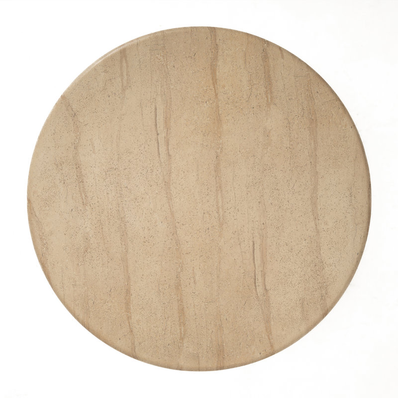 Tithi Stylish Decorative End Table with Faux Travertine Marble Effect Stone Elegant Interiors for Indoor and Outdoor Spaces