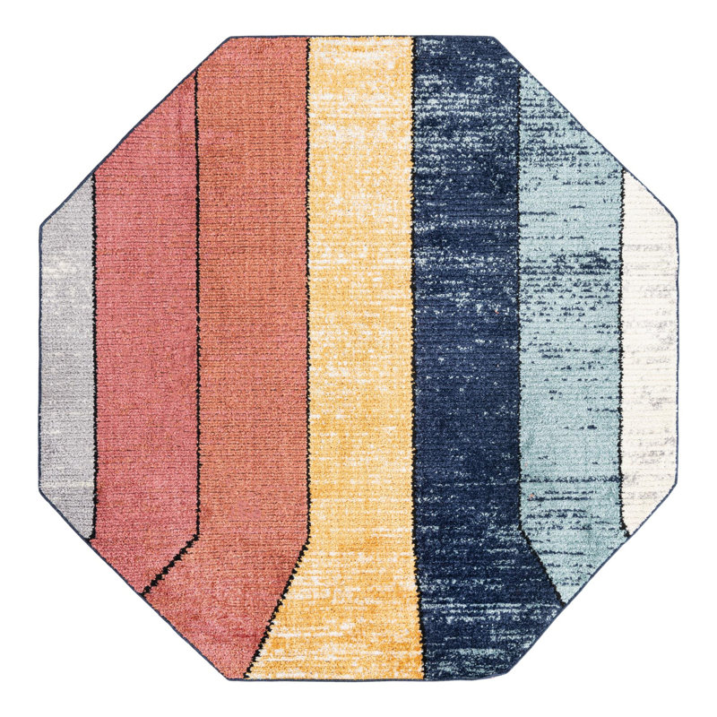 Abrams Geometric Polyester Rug, Octagon 7'10" x 7'10"