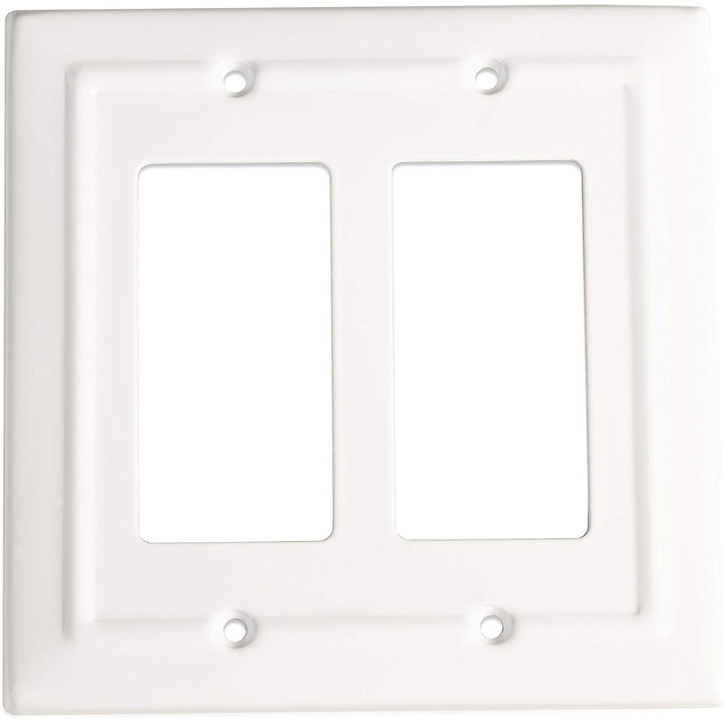 Classic White Double Rocker Wall Plate with Powder Coated Finish