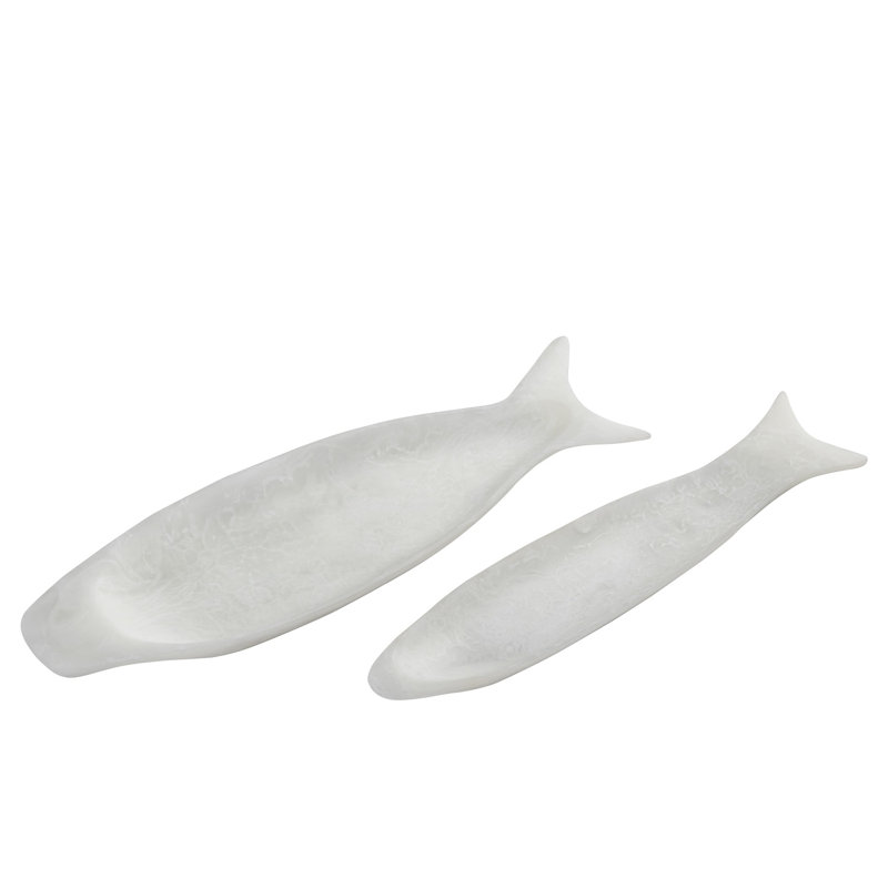 Ensemble de 2 plateaux à poissons, Blanc