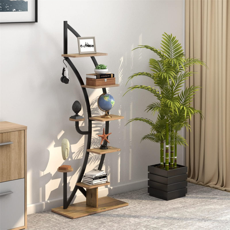 Plant Stand - Set of 10, Black/Walnut