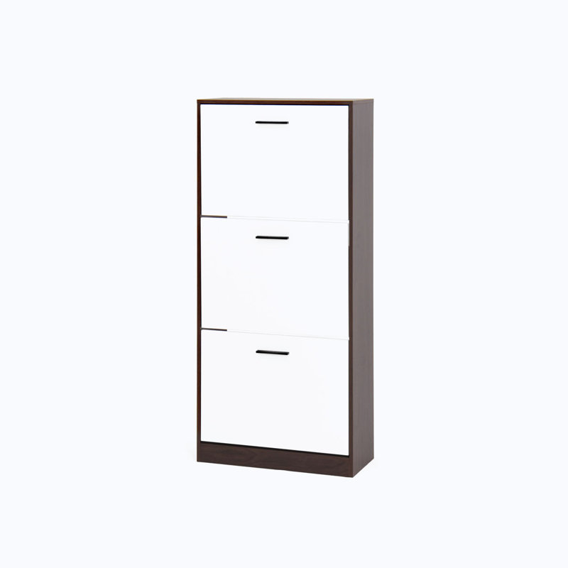 Armoire à chaussures avec 3 tiroirs rabattables, Noyer