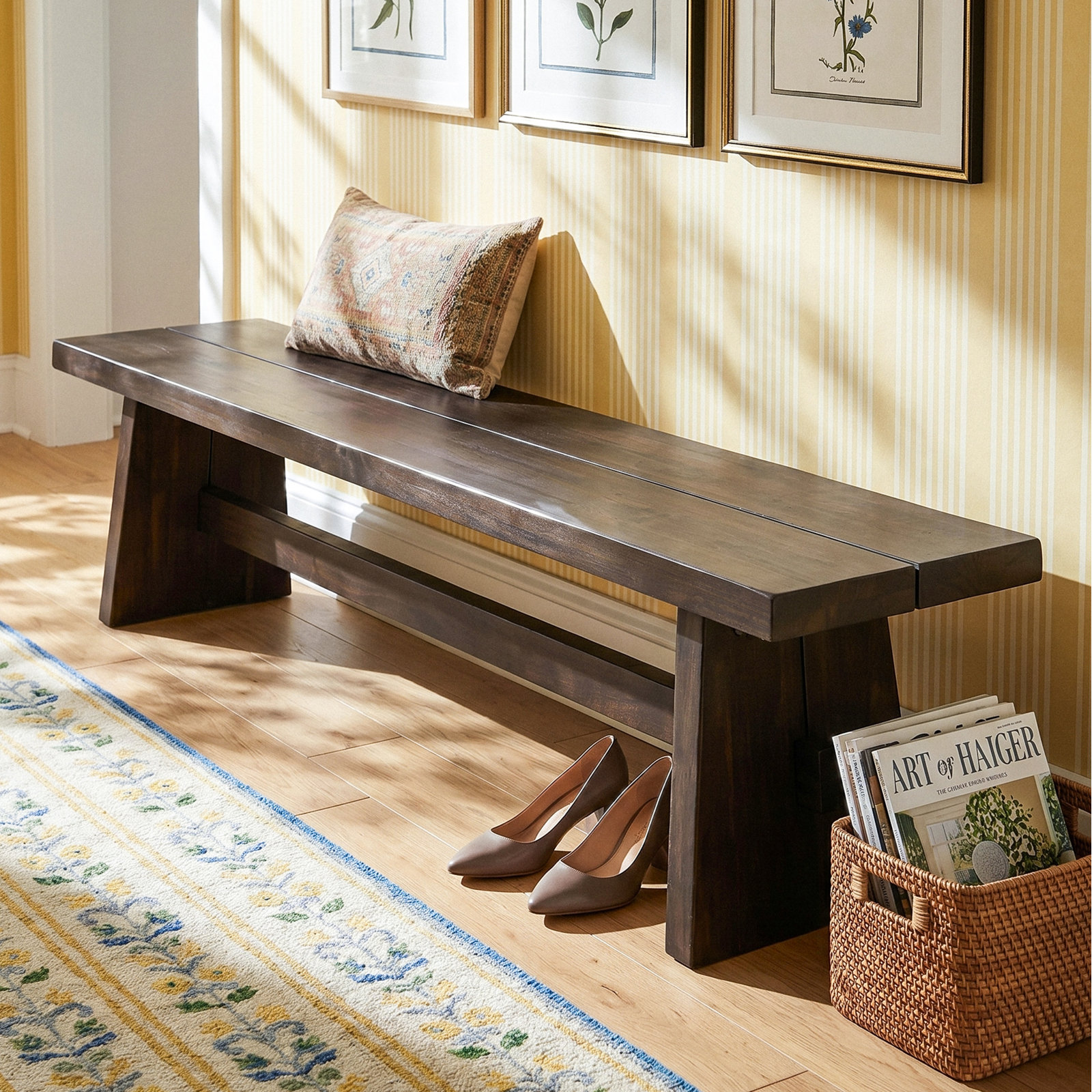 79" Acacia Wood Bench, Brown
