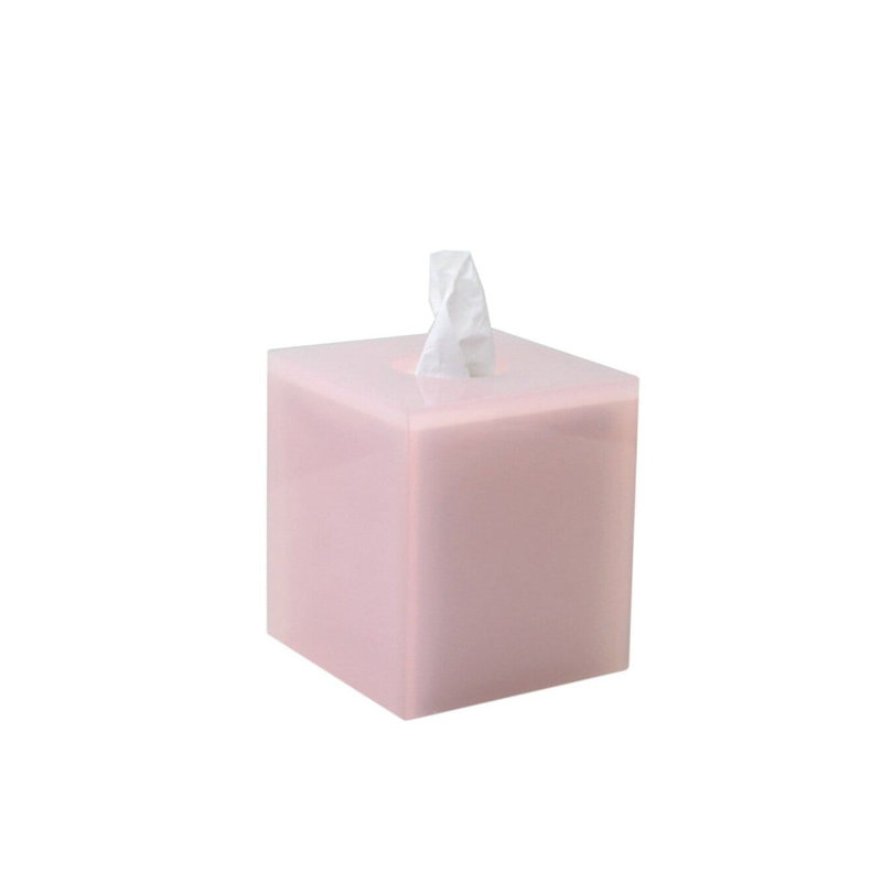 Mike + Ally Luxury Rose Lucite Square Tissue Holder for Bathroom & Bedroom