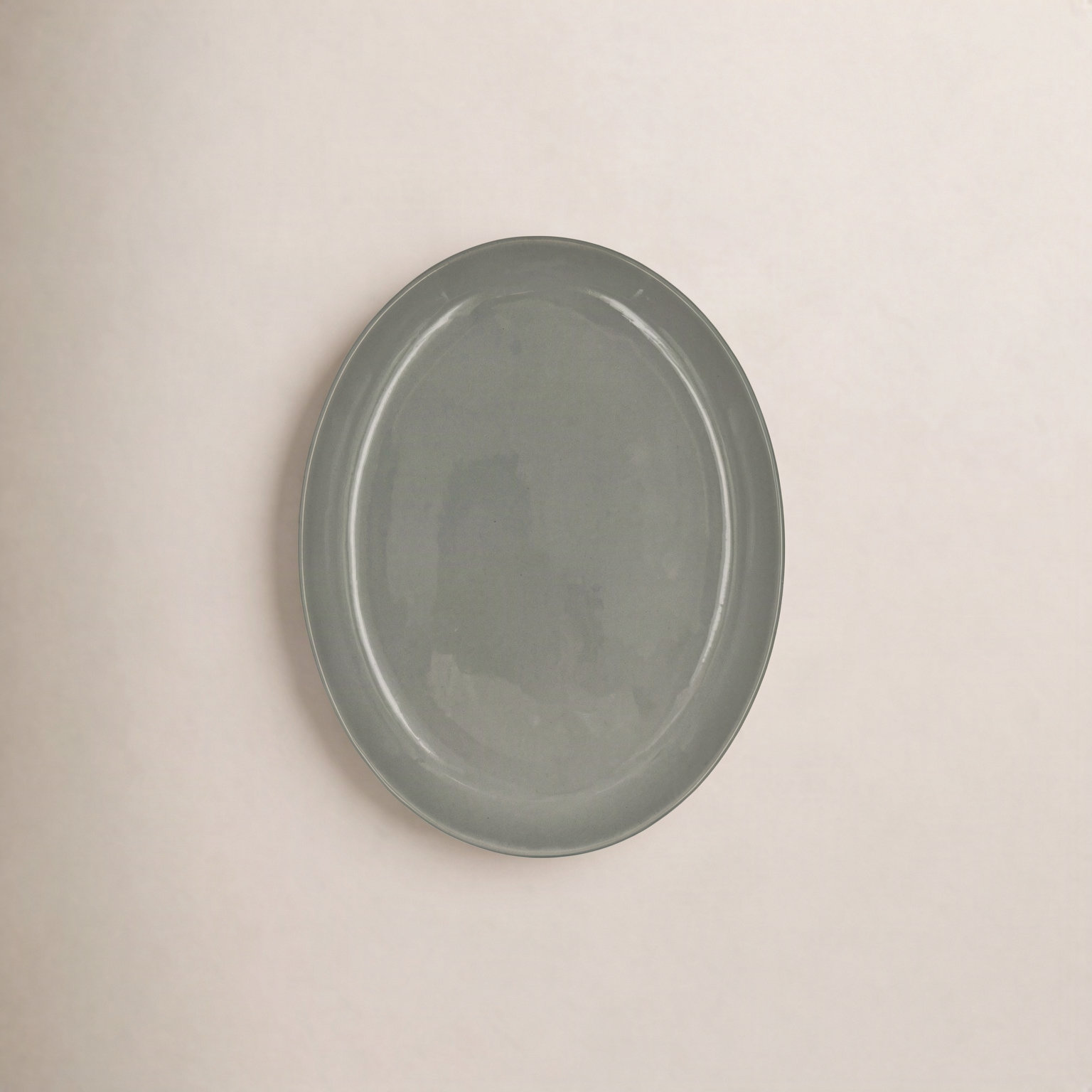 Shell Bisque Porcelain Platter, Gray, Large