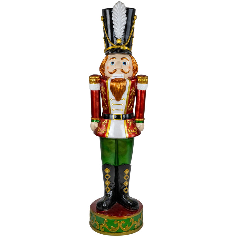 Festive 5.25' Red Green Fiberglass Christmas Nutcracker Soldier
