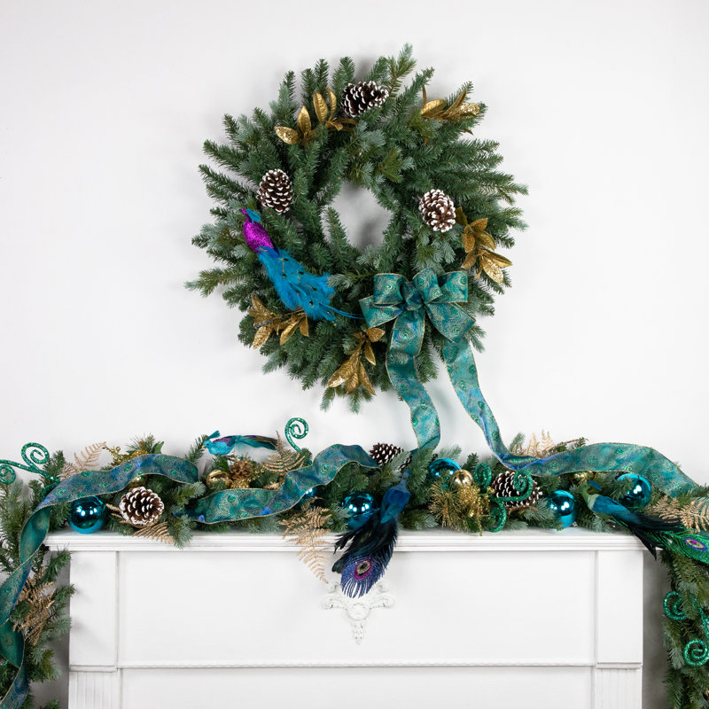 Ornement de Noël 12 po, Mauve / Vert / Bleu