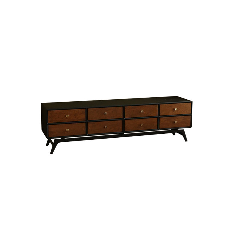 Meuble télé style français rétro noir mat, H 22,83 po x l 86,61 po x P 17,72 po
