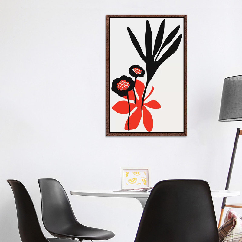 Blossom Beauty - Red by Kubistika - Print on Canvas, 101.6cm H x 66.04cm W x 3.81cm D, Classic Brown Wood Floater Framed