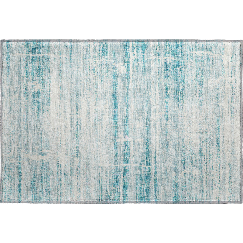 Premium Machine Washable Gerardo Teal Rug, Rectangle 1'8" x 2'6"