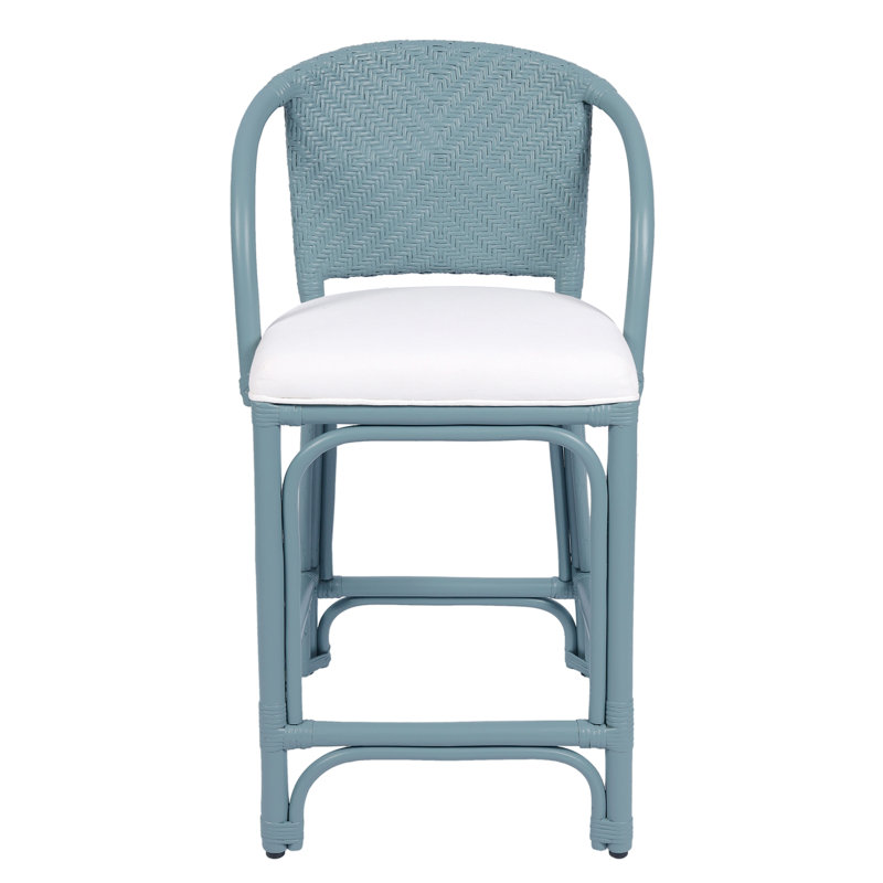 Tabouret de comptoir rembourré et tissé à la main, Tabouret de comptoir (siège d'une hauteur de 24 p, Bleu