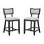 Ensemble de 2 tabourets de comptoir de 26,5 po, tabourets de bar rembourrés à hauteur de comptoir avec dossier confortable, structure en bois d'hévéa massif, dossier, repose-pieds, tabourets de bar sans accoudoir pour bar personnel, comptoir de cuisine
