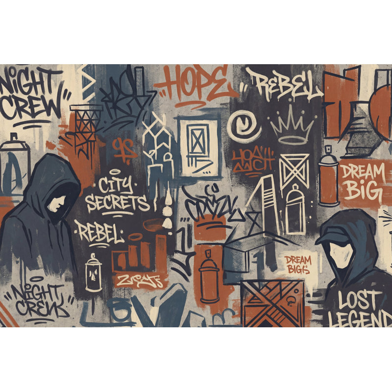 Papier peint urbain Street Art Graffiti, 100 po x 96 po, Non tissé