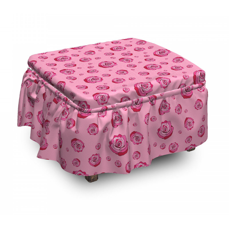 Housse pour repose-pieds en fleurs monochrome