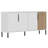 Modern White and Sapphire Oak Console Table with Metal Legs, 59.1 x 29.5 x 14.2 inches | 100% Melamine Coated Particle Board, 0.71 inches Thick | Wall-Mountable Design, Multiple Shelves, Scandinavian Style, Elegant Home Decor