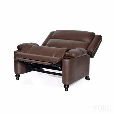 Fauteuil inclinable manuel en similicuir de 127 cm de large, fauteuil d'appoint capitonné, canapé une place pour salon et chambre, couleur noyer