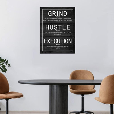 Motivation sur toile, art mural Grind Verb Hustle Verb Execu