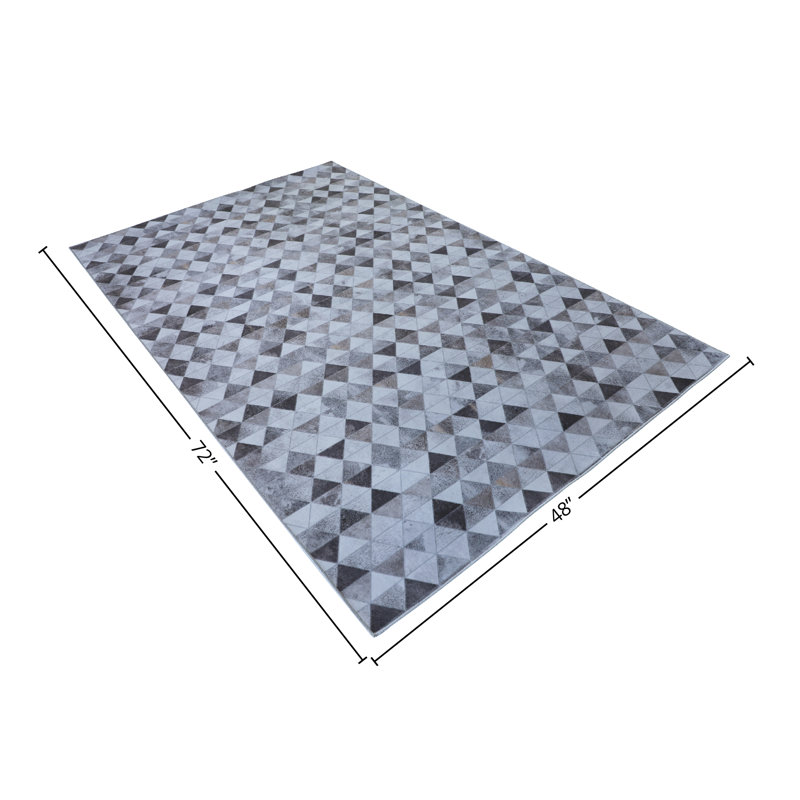 Diamond Mosaic Gray Faux Cowhide 4' x 6' Area Rug