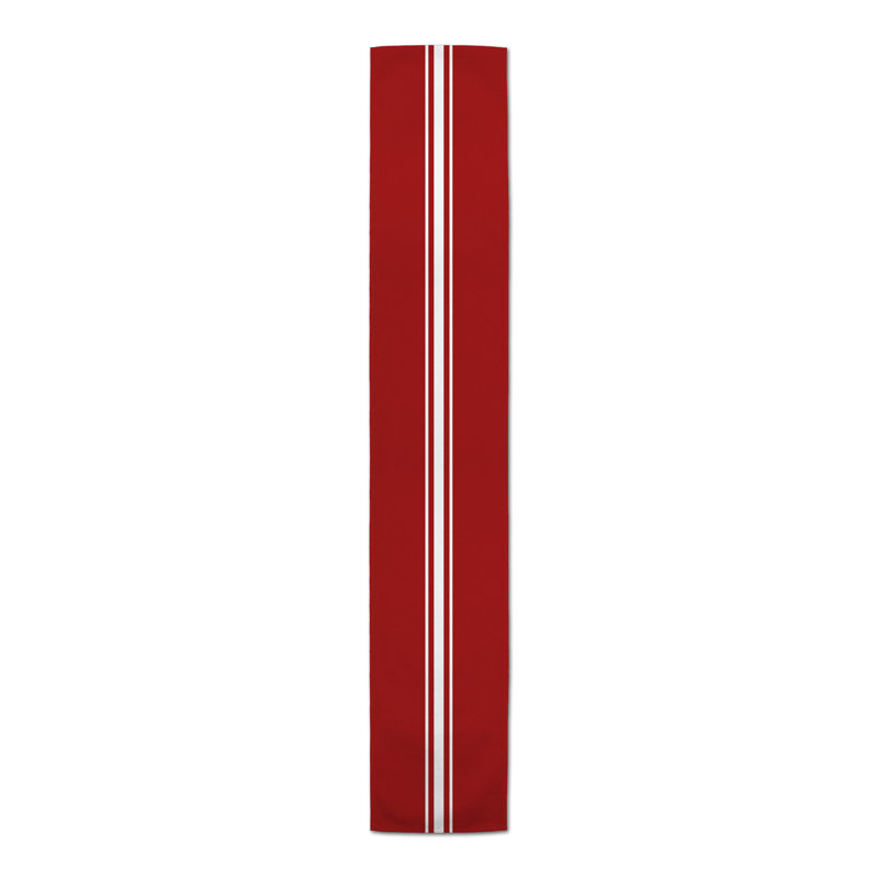 Bundrage Rectangle Striped Polyester Table Runner, 90" x 16", Red