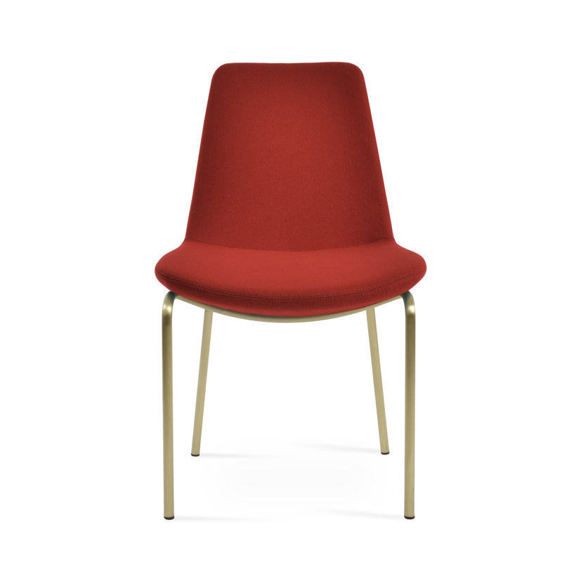 Chaise de salle à manger Eiffel Harris, Laine rouge, Laiton