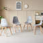 43cm Nordic Dining Chair, Plastic Shell Side Chair with Solid Wood Legs for Kitchen Dining Room-785352683