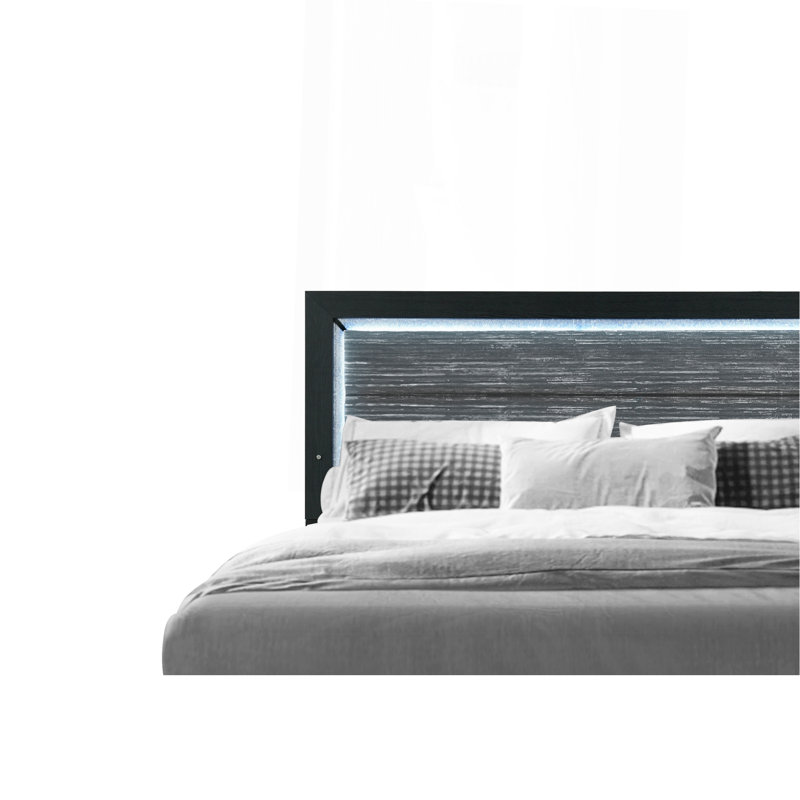 CARLOS BLACK QUEEN BED WITH LED, Queen