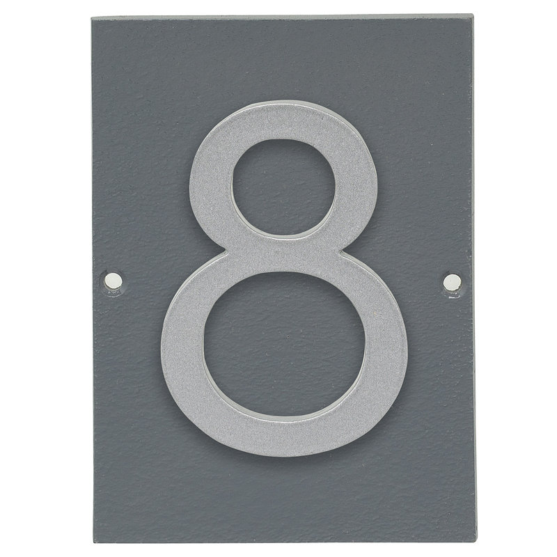 Plaque d’adresse murale sur 1 ligne flottante, Gris, Argent, Oui
