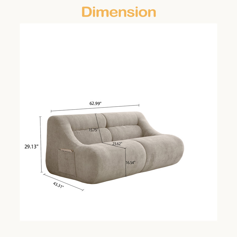 Canapé chaussures dans une boîte, canapé 2 places en mousse viscoélastique, sans installation et facile à transporter, canapé moderne à assise profonde avec tissu chenille