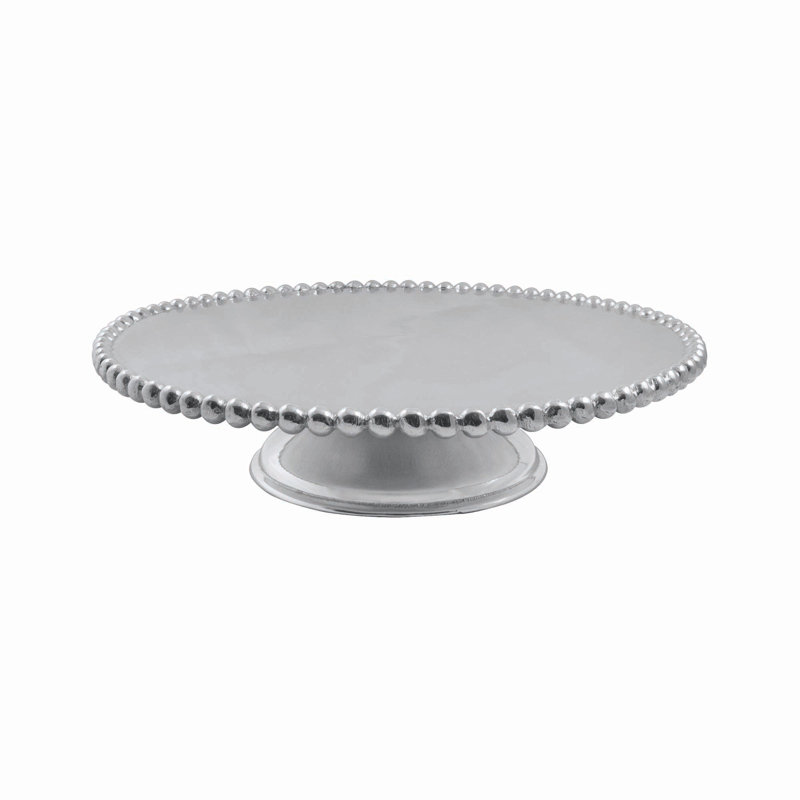 Silver Pearled Aluminum Pedestal Cake Stand