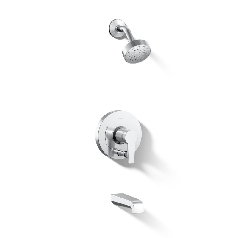 Ensemble de garniture de baignoire et douche Pitch Rite-Temp avec inverseur à bouton-poussoir et poignée levier 2,5 gallons par minute