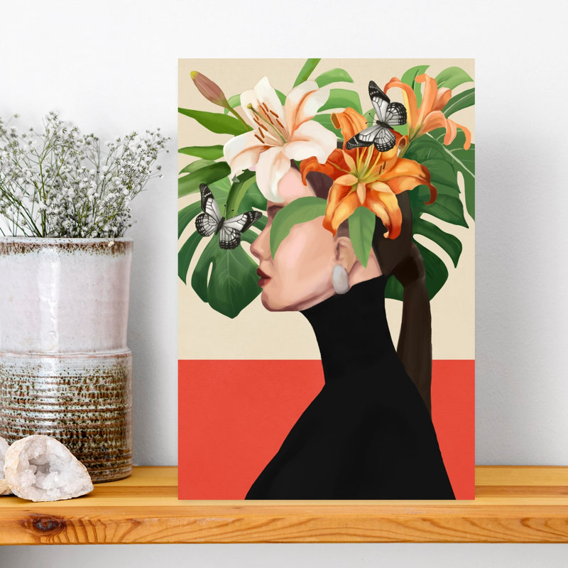 Art floral tropical, H 18 po x l 12 po
