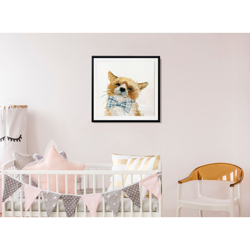«Cute Critter Fox», art sur toile, H 26,5 po x l 26,5 po x P 1,5 po, Cadre plastique noir