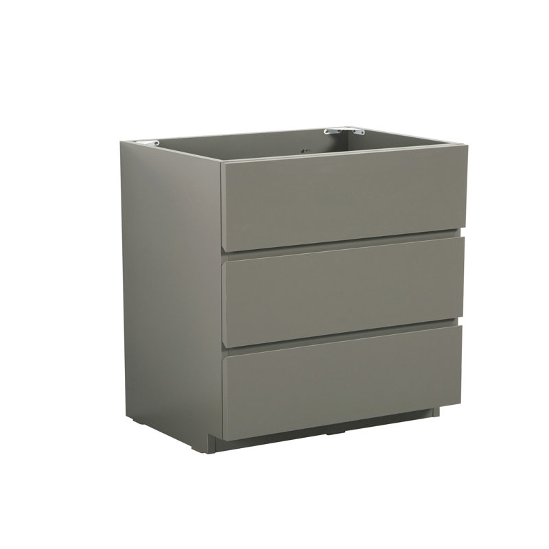 Alice-36,Floor cabinet WITHOUT basin, Gray color, With three drawers, Pre-assembled, Gray