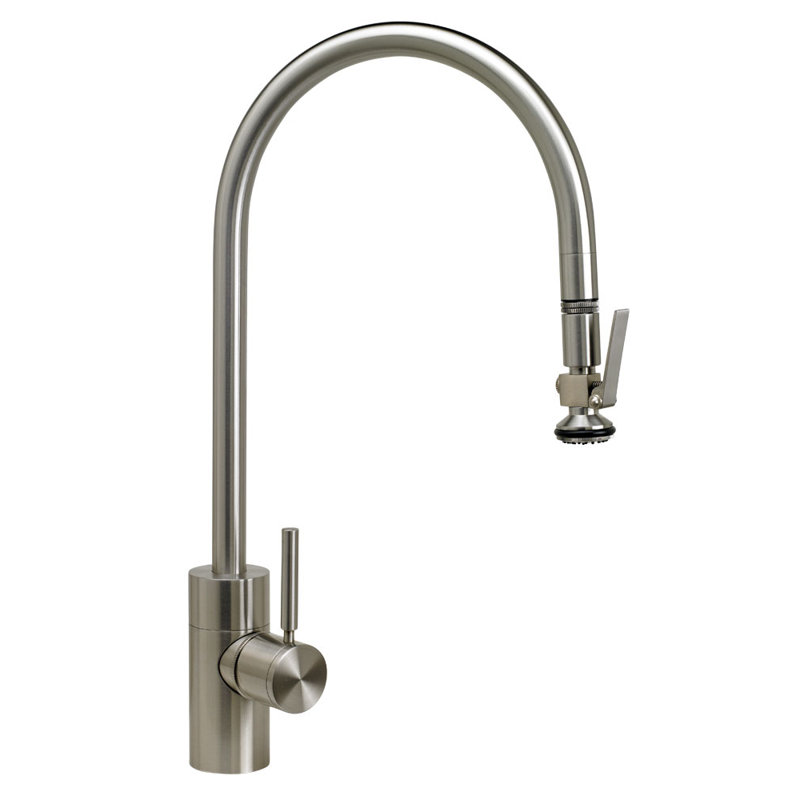 Contemporary Extended Reach Plp Pulldown Faucet - Lever Sprayer