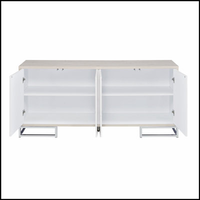 Armoire console moderne avec peinture chromée et finition chromée avec rangement spacieux, parfaite pour une vie élégante et organisée.