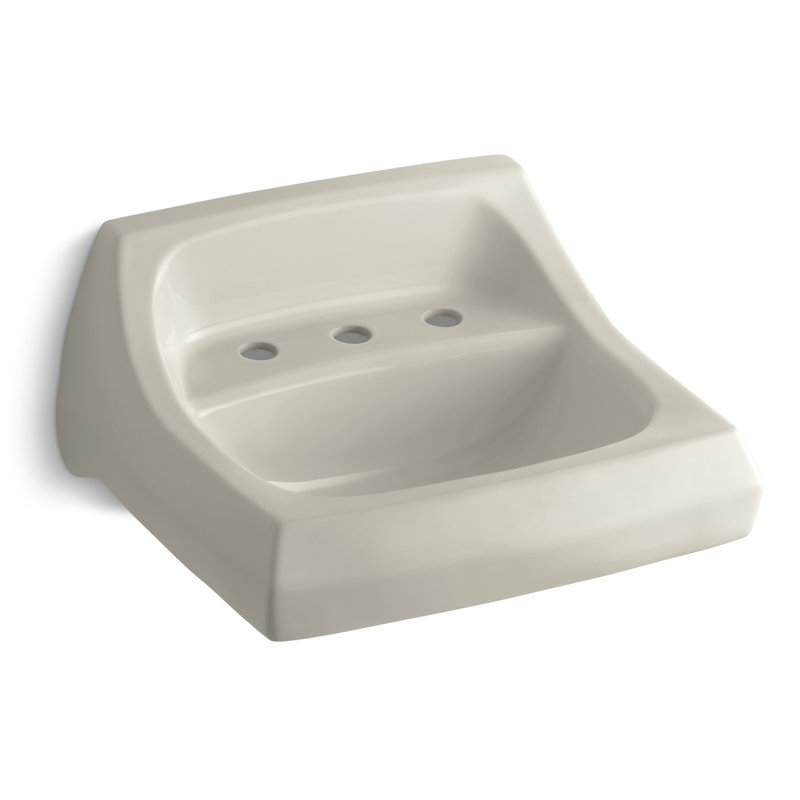 Kingston Vitreous China Rectangular Wall Mount Bathroom Sink with Overflow, Black Black, 8"