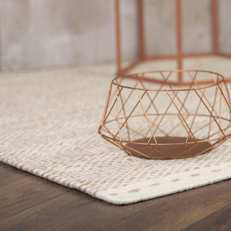 Jaipur Striped Wool Hand Woven Area Rug, Beige, Rectangle 120 x 170cm