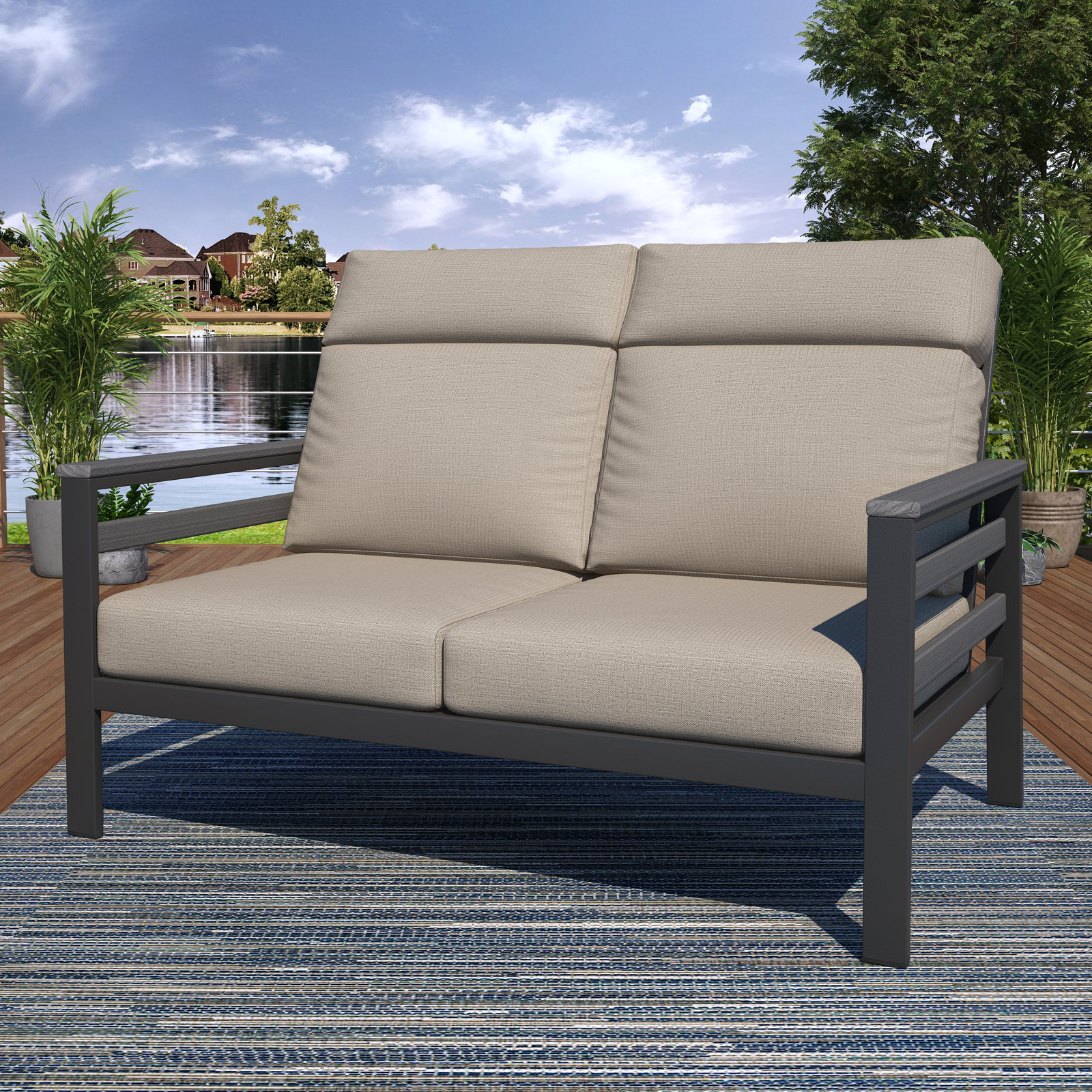 Townsend 55" Sunbrella® Patio Loveseat, Cast Silver, Gray