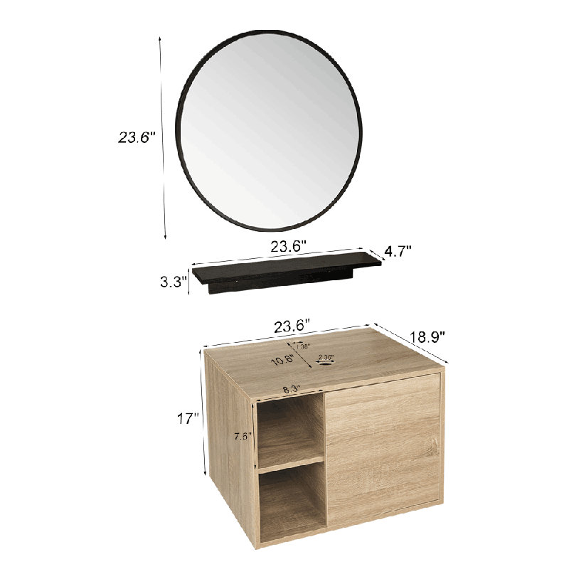 23.6'' Single Bathroom Vanity with Solid Surface Top