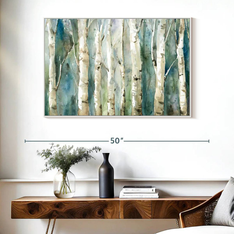 Birch River Walk, Cadre flottant blanc, 40 po x 27 po