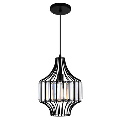 10"in Black Pendant Light for 1-Light with E26 Bulb Base