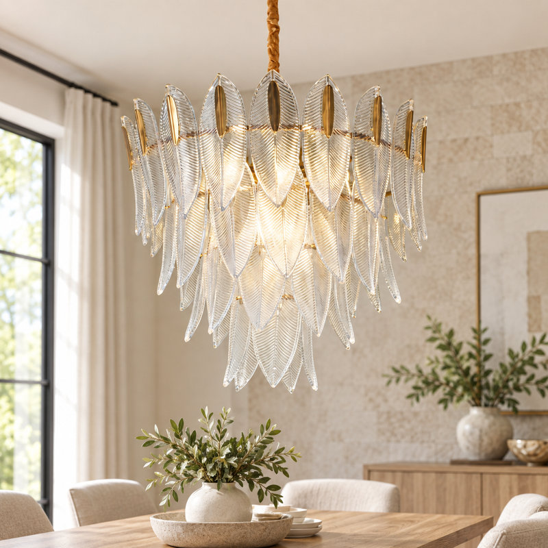 Modern 9 - Light Dimmable Tiered Chandelier With Gold Finsh