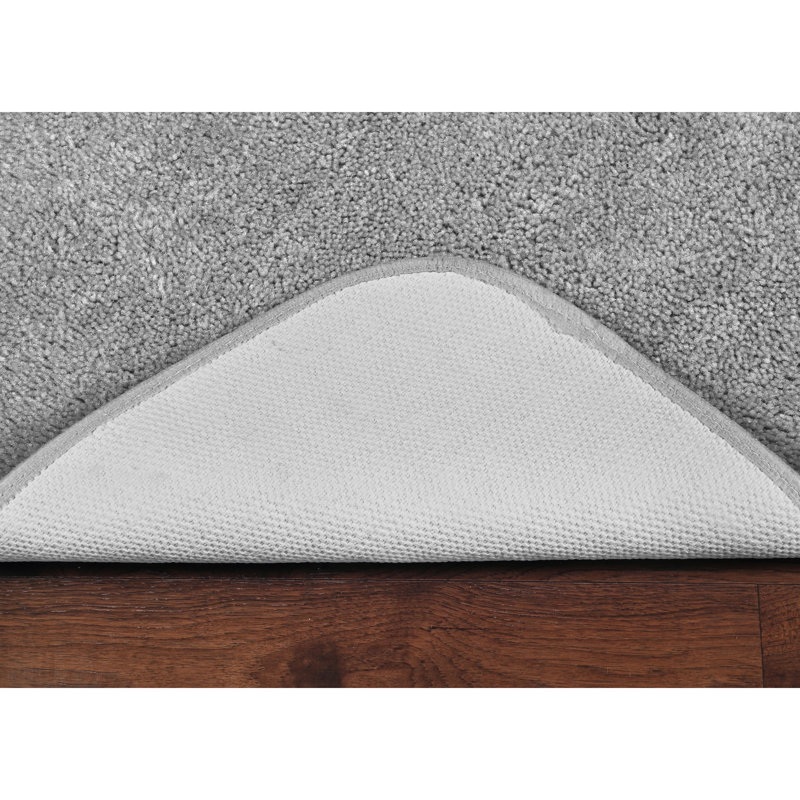 Mccluney Traditional Nylon Bath Rug with Non-Slip Backing, Platinum Gray