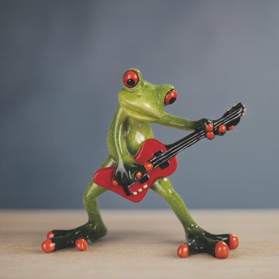 Figurine de grenouille jouant de la guitare H 6,25 "