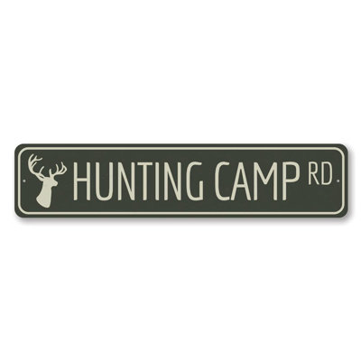 Plaque en aluminium personnalisée «Hunting Camp Road»