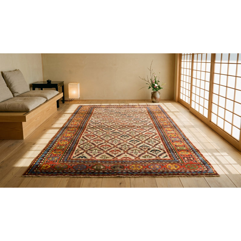 Tapis ivoire antique de style Kazak