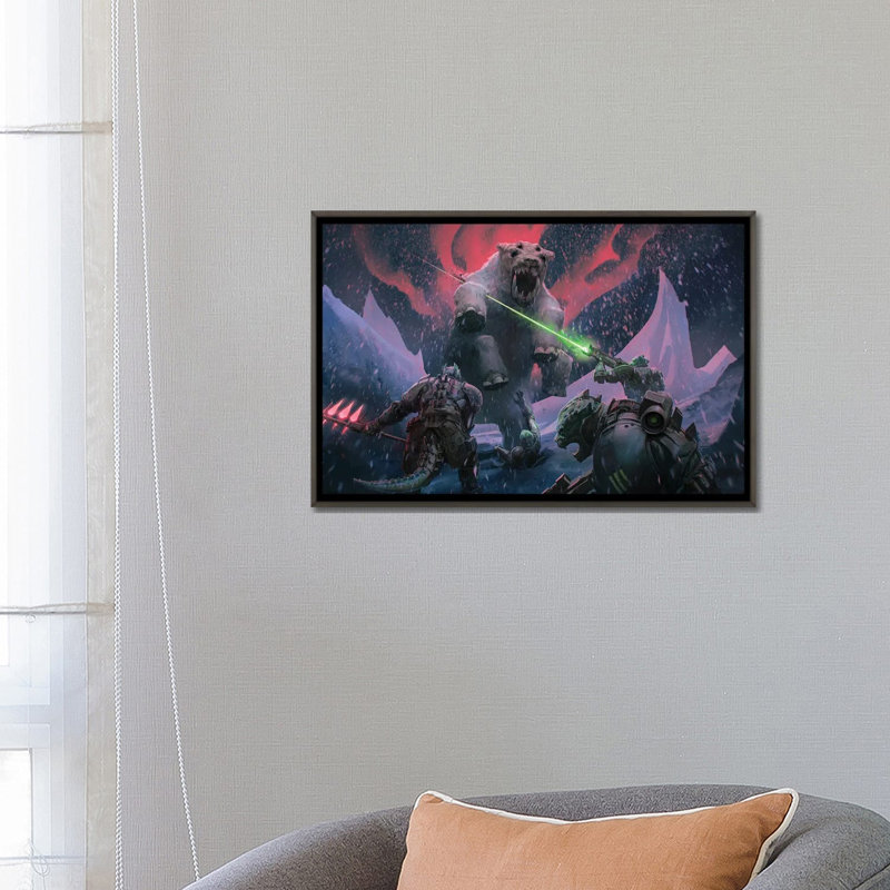 Veskarium Kothama Attack - reproduction d'art murale - toile encadrée, H 26 po x l 18 po, Gris