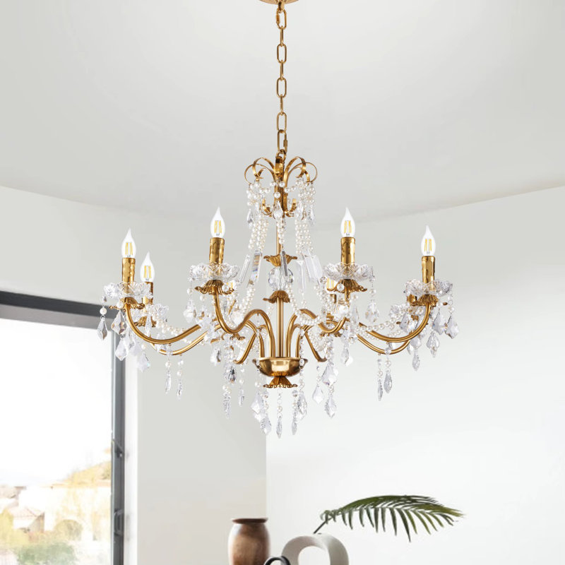 Lustre en cristal réglable à 39 têtes à 39 têtes pour hauts plafonds 39,4 po