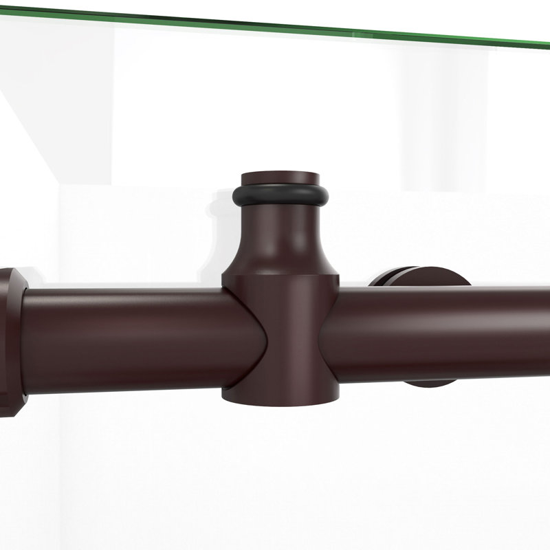 Modern Frameless Sliding Shower Enclosure with Clear Glass and Oil Rubbed Bronze Hardware
