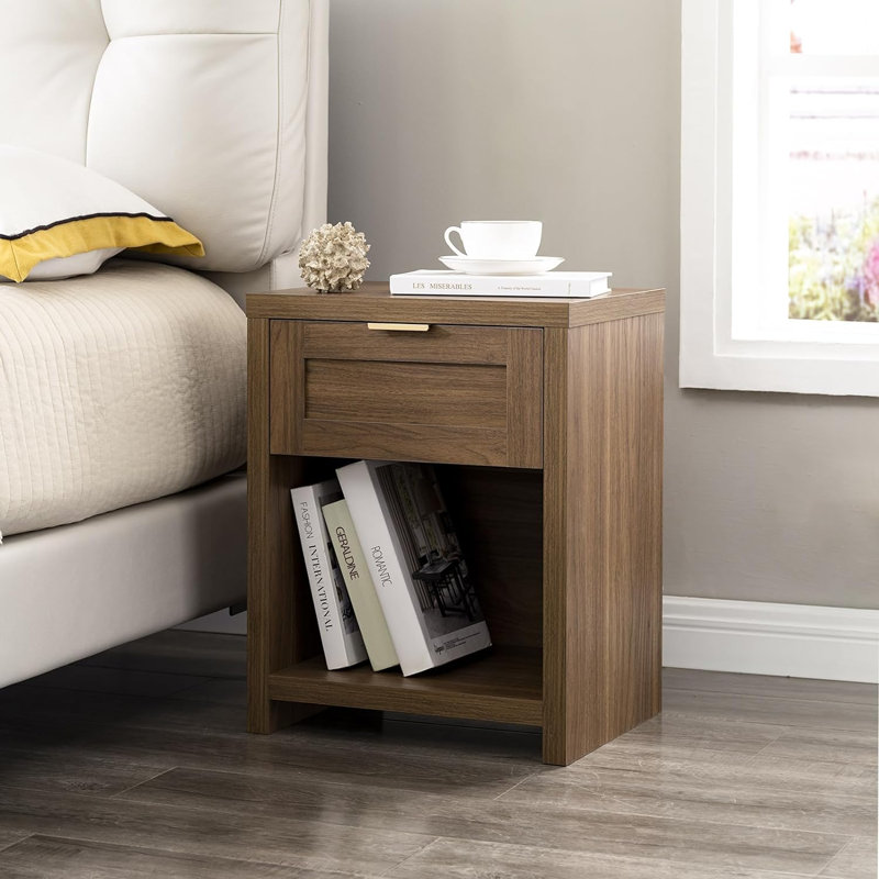 Allenside 16.9'' W 1-Drawer Manufactured Wood Nightstand, Special Walnut